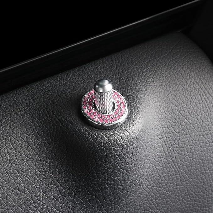 4PCS Bling Inner Car Door Lock Cover Stickers, Rhinestones Pull Rod Bolt Decorations, Crystal Auto Decals for Women Girls, Sparkly Car Door Lock Pin Caps for C Class C200L GLC260 C260L