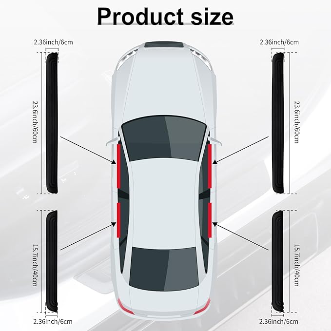 SINGARO Car Door Threshold Protection, 4PCS Door Edge Step Dust Shield Cover, Door Width 23.6x2.36inch Car/SUV Universal Rubber Scratch Resistant Exterior Accessories (Black)