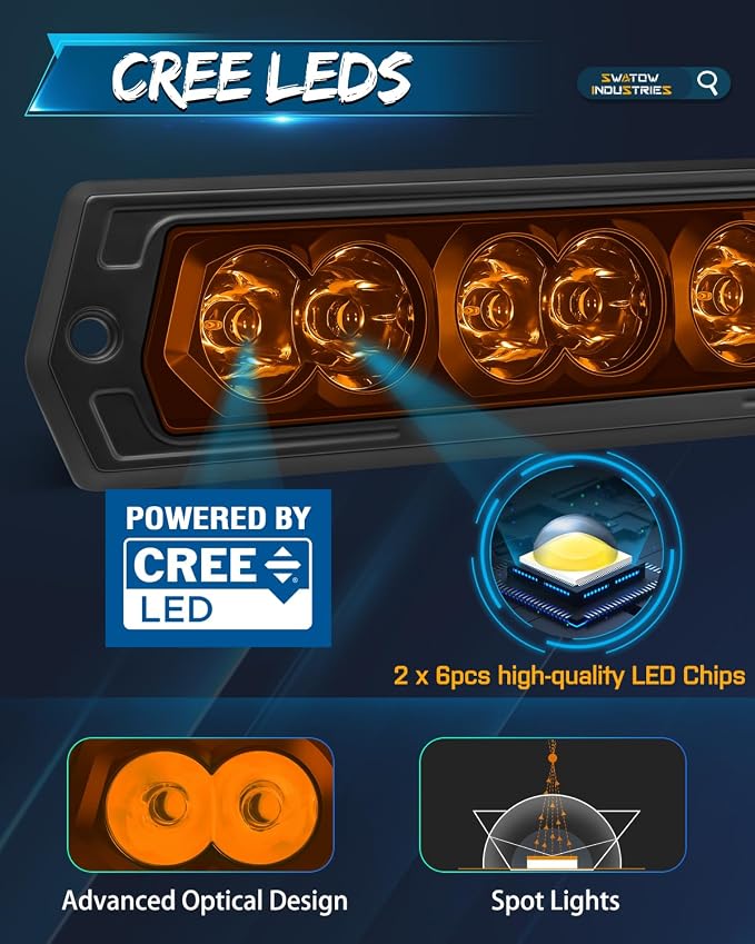 Flush Mount LED Pods Amber, SWATOW INDUSTRIES 7 Inch CREE LED Light Bar Amber Flush Mount Reverse Lights Spot Pod Lights Backup Lights for Truck Wrangler F150 Ram Toyota Chevy GMC SUV ATV