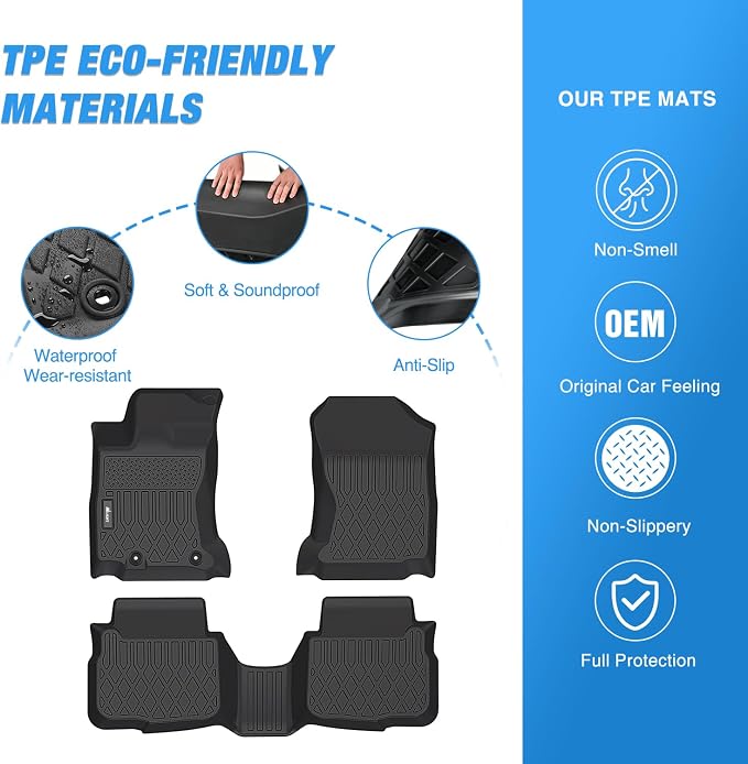 Nilight TPE Floor Mats for Subaru Outback Legacy 2020 2021 2022 2023 2024 2025 All Weather Custom Fit Heavy Duty Floor Liners