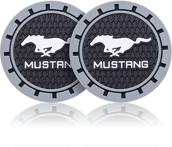 Car Cup Coaster, 2PCS Universal Non-Slip Cup Holders, Compatible with Ford Mustang Car Cup Holder Coasters，Car Drink Coaster Holder Accessory, Black