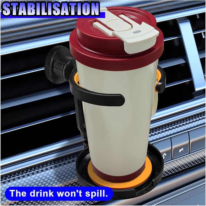 Car Air Vent Cup Holder Auto Ashtray Holder, Adjustable Drink Holder Extender for Horizontal Vents, Universal Tool-Free A/C Vent Mount for Various Coffee, Water, Juice Cups in Car, Truck, SUV(Orange)