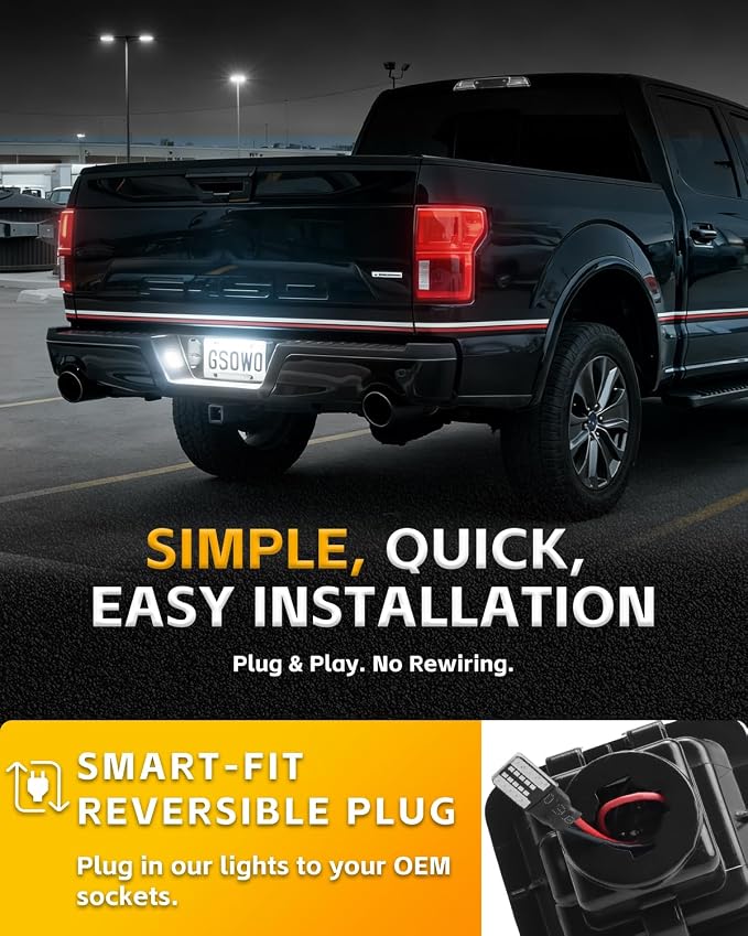 LED License Plate Lights Compatible with 2015-2020 F150 17-20 Raptor, Smoke Lens 6000K White LED Rear Tag Lamps, 2PCS
