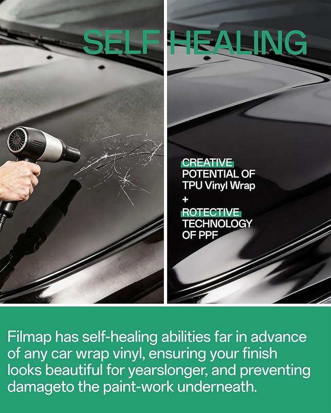 PPF, Dry Apply TPU PPF Vinyl Car Wrap Roll 1ft x 5ft, Paint Protection Vinyl Film (Gloss Metallic Black)