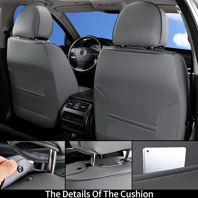 Coverado Car Seat Covers, Seat Covers for Cars, Waterproof Leather Auto Seat Protectors, Leather Car Seat Cushion, Car Interiors Accessories Universal Fit for Most Cars