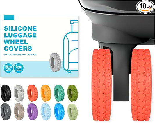 10-Pack Upgrade Luggage Wheel Covers, Silicone Protective Covers for 2-2.4" Suitcases Spinner Wheel, Wear-Resistant, Anti-Noise, Thickened Protector, Travel Accessories (Red)