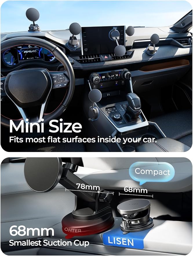 LISEN for 15W Magsafe Car Mount Charger 2 Pack, Magnetic Phone Holders for Your Car, Magnetic Wireless Car Charger, Suction Phone Mount for Car Accessories for iPhone 17 Pro Max 16 15 14 13 12