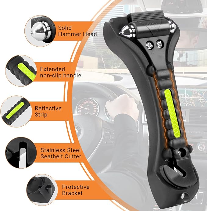 8PCS Car Window Breaker, Glass Breaker, Window Breaker Seatbelt Cutter, 2-in-1 Car Safety Hammer with One Second Emergency Glass Hammer, Safety Emergency Car Escape Tool for Car, Office, Home
