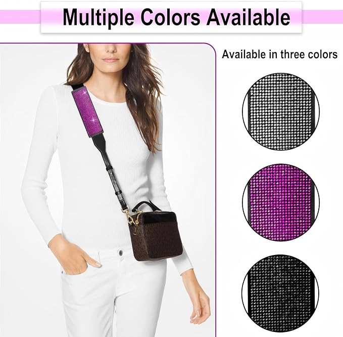 ecocstm 2 PCS Bling Car Seat Belt Shoulder Pads, Bling Seat Belt Covers with Bling Rhinestones, Car Accessories Seatbelt Strap Pad with Crystal Diamond for Car, Truck, SUV (Pink Purple Diamond)
