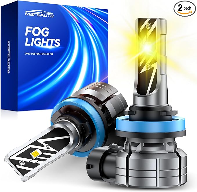 Marsauto H11/H16/H8 LED Fog Light Bulb Yellow, 14,000LM 3000K Amber H11 H16 H8 LED Bulb Yellow for Fog Lights or DRL, 70,000 Hours Lifespan, Play and Plug, Non-Polarity, RV Interior Lighting