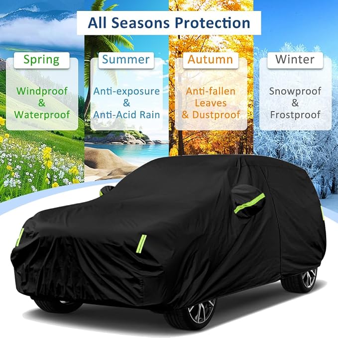 Sailnovo Heavy Duty SUV Car Cover Universal Fit Up to 181" inch Waterproof All Weather Protection Zipper Access for Chevrolet,Mazda Outdoor Snow Sun UV Shield