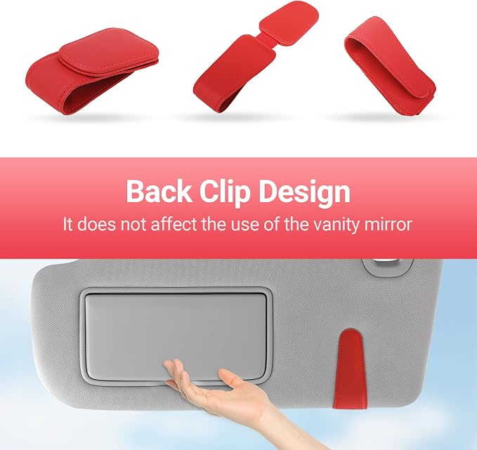 Sunglass Holder for Car Sun Visor Sunglasses Clip Car accessories -2 Packs | sun visor organizer, ticket card clip, eyeglass sunglasses holder, one-handed magnetic, anti-scratch, car stuff for women men