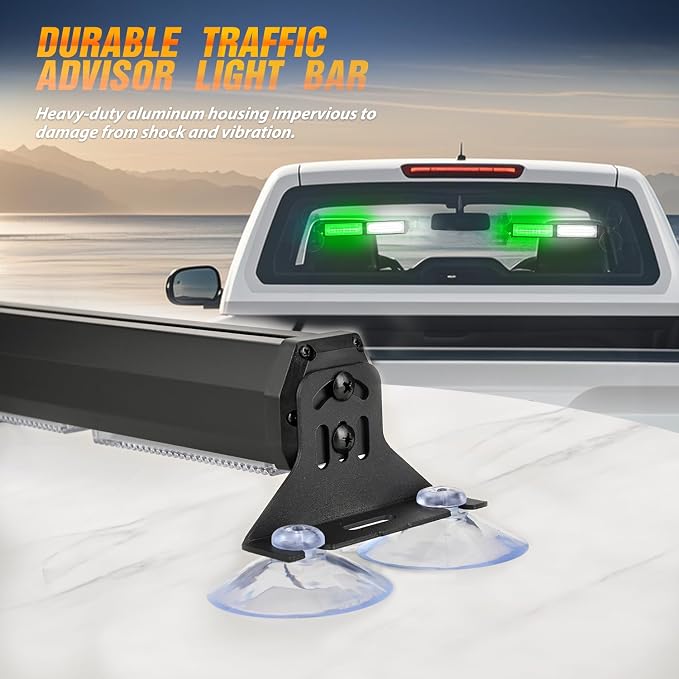 Nilight 40LED Green White Emergency Strobe Traffic Advisor Light Bar with Suction Cups Dash Safety Warning Hazard Flashing Lights Interior Front/Rear Windshield for Trucks Construction Vehicles