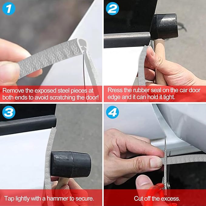 MYFAMIREA 49Ft(15M) Long Car Door Edge Guards, U Shape Edge Trim Rubber Seal Protector Car Door Protection Anti-Collision Rubber Clips Easy to Cut No Need Adhesive Fit for Most Vehicles| Grey
