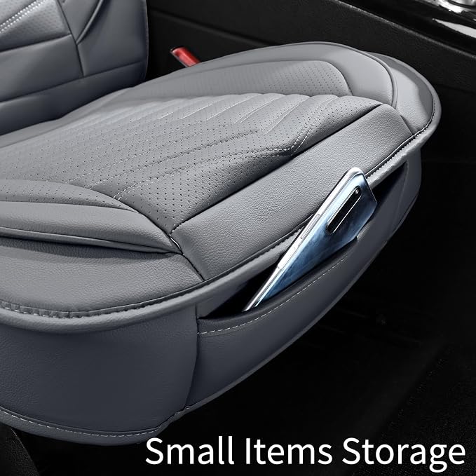 HChengkikz Front Car Seat Cover, Waterproof Faux Leather, Waterproof (Gray) | Easy Maintenance, Airbag Compatible, Universal Fit For Most SUVs Trucks Pick-ups Sedans