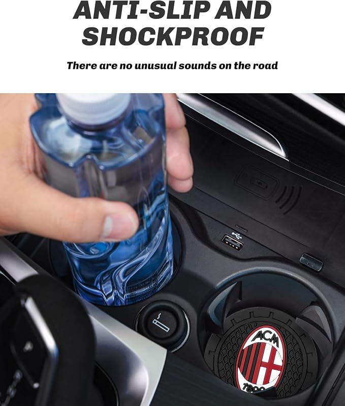 Cup Holder Insert Coaster for A.C.Milan UEFA UCL Fans,Anti Slip Car Cup Coaster Interior Accessories