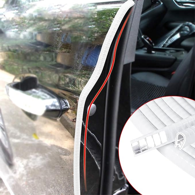 MYFAMIREA 33Ft(10M) Long Car Door Edge Guards,U Shape Edge Trim Rubber Seal Protector Rubber Car Door Protector Car Protection Door Edge Anti-Collision Rubber Clips Fit for Most Car| White |