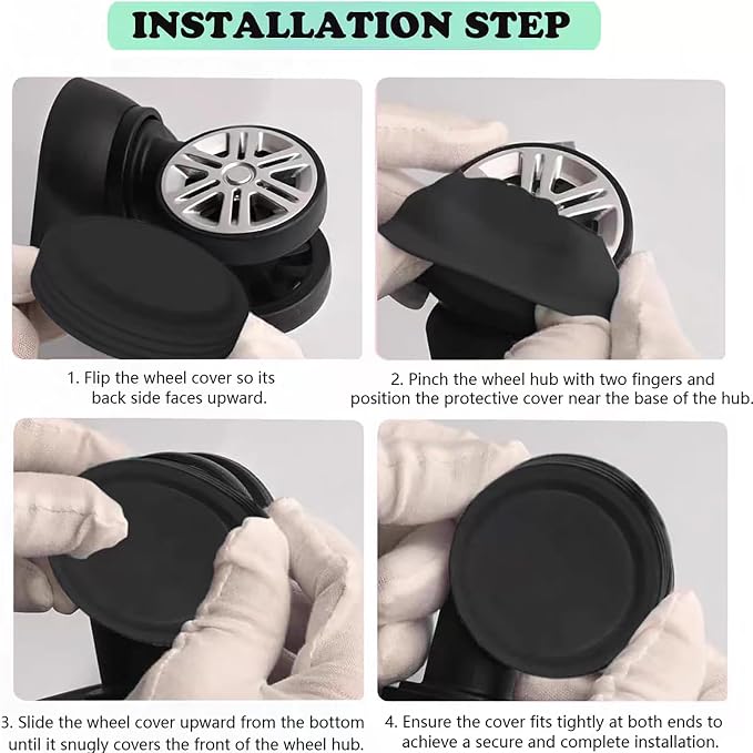 16 Pcs Luggage Wheel Covers, Silicone Full Wrap Suitcase Caster Protector, Noise Reduction Anti Slip Spinner Swivel Tires Replacement Parts For Travel Bags