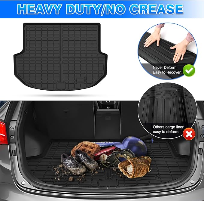 Santa Fe Cargo mat - Trunk Mat for Hyundai Santa Fe Sport 2013-2018 | All Weather Trunk Mat for Santa Fe Accessories, Heavy Duty Rubber Mats, Car Accessories