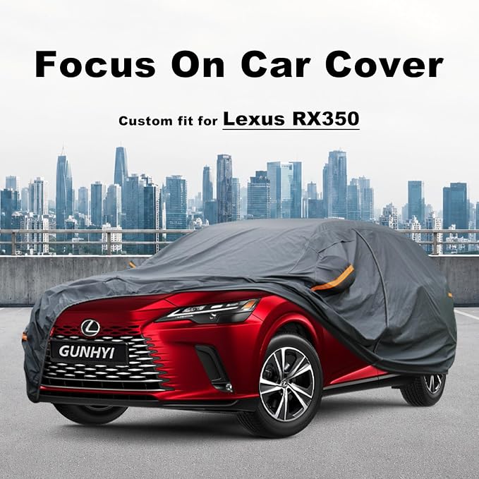 GUNHYI Premium Car Cover Custom Fit Lexus RX350 (2015-2026), 16 Layers Heavy Duty Car Cover Waterproof All Weather with Zipper Door for Sun Rain Snow Dust Uv Protection