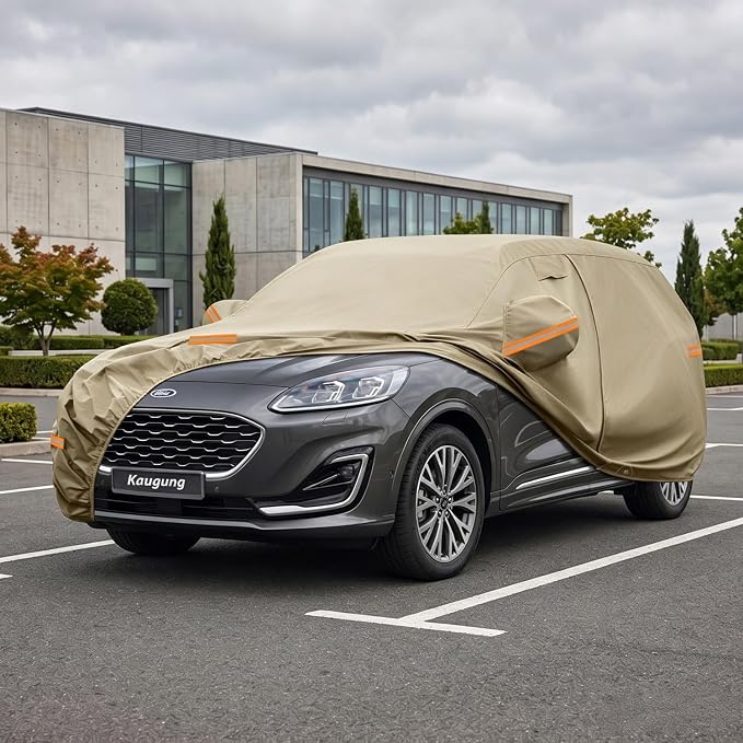Kaugung Custom Fit Car Cover for Ford Escape (2008-2026), Heavy Duty All Weather Waterproof Outdoor SUV Cover, Sun Rain Snow UV Protection with Driver Door Zipper, Mirror Pockets & Air Vents