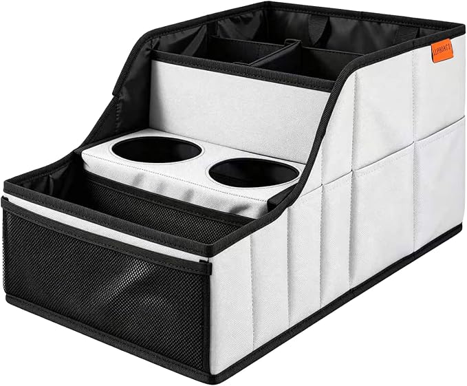Car Seat Organizer Back Front Captains Seats Storage Travel | Car Organizer, Back Seat Car Organizer, Car Seat Organizer Front Seat – 9 Compartments, 2 Cup Holders – Foldable