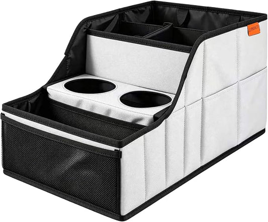 Car Seat Organizer Back Front Captains Seats Storage Travel | Car Organizer, Back Seat Car Organizer, Car Seat Organizer Front Seat – 9 Compartments, 2 Cup Holders – Foldable