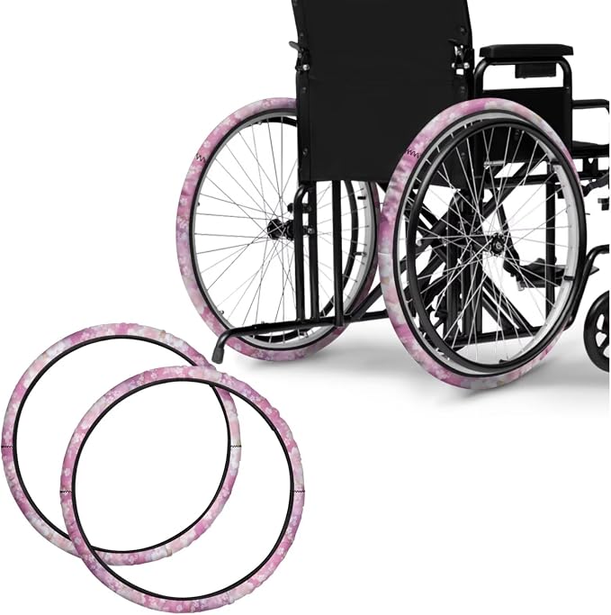 2 Pairs Wheelchair Tire Covers Protectors Purple Pink Tie-Dye 24 Inch Wheelchair Cover Non Slip Wear Resistant Wheelchairs Ring Protective Covers for Adults
