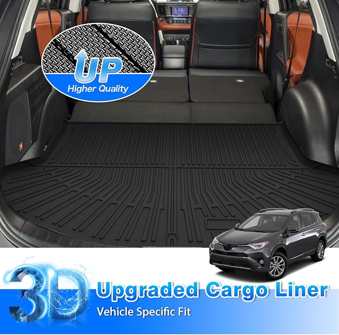 RAV4 Cargo mat - Trunk Mat for Toyota RAV4 2013-2018(Only Gas) | All Weather Trunk Mat for RAV4 Accessories, Heavy Duty Rubber Mats, Car Accessories
