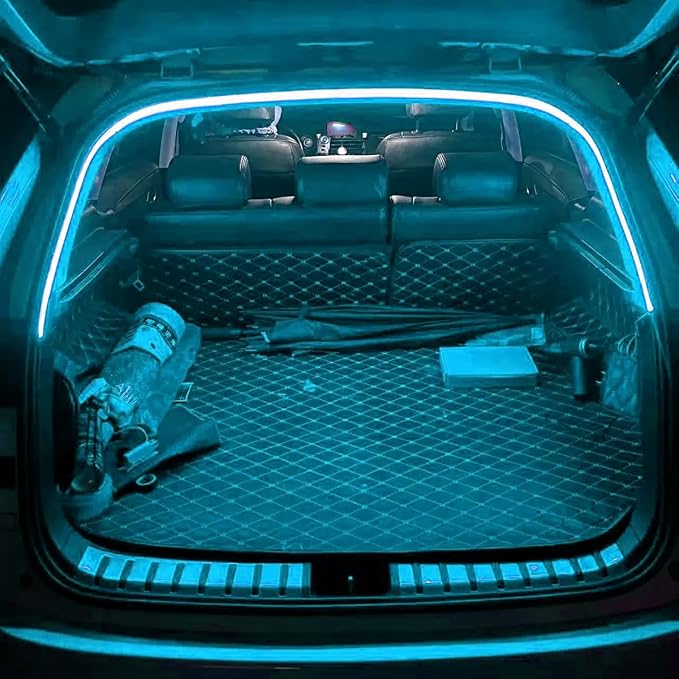 Car Trunk LED Light Strip, 157.5" Flexible Embedded Silicone Vehicle Interior Cargo Area Ambient Lighting, Automotive Trunk LED Light Strip Decor, Universal for SUV Van Truck (Ice Blue)
