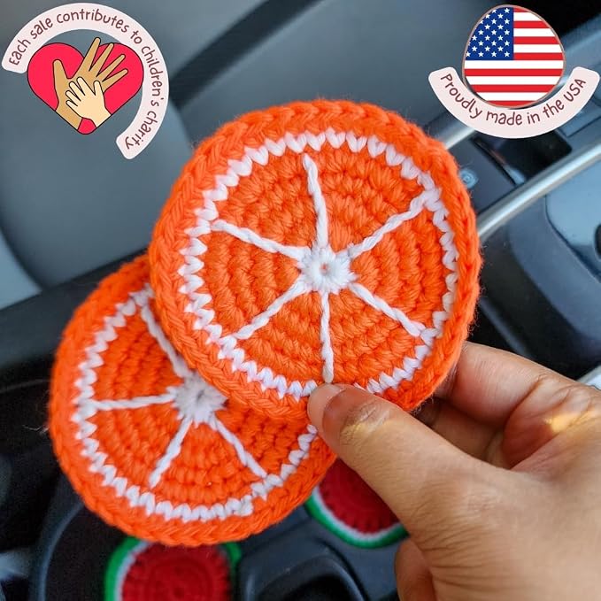 Cotton Crotchet Fruit Car Coaster Set (Zesty Pop)