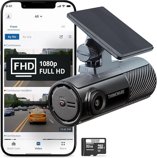 Thinkware Dash Cam, F70 PRO - 1080p FHD, Wi‑Fi, Smart Parking Mode with Super Night Vision, 32GB microSD
