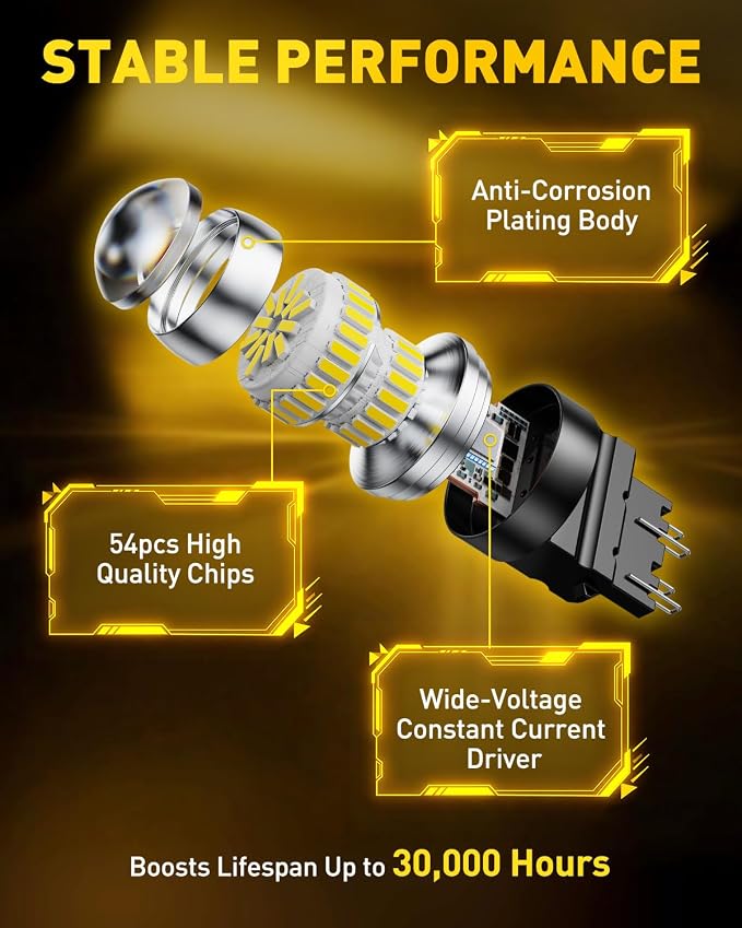 AUXITO 3157 LED Bulb White, Super Bright 4157 3156 LED Reverse Light Bulbs 3056 3057 3047 4057 3457 4114 LED Bulb for Exterior Backup Tail Brake DRL Signal Parking Lights, Pack of 2