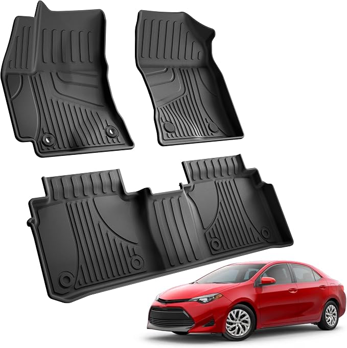 AOMSAZTO Floor Mats Compatible with Toyota Corolla Sedan 2014-2019, Heavy Duty TPE All Weather Automotive Floor Mats, 1st & 2nd Row Full Set Floor Liners, Anti Skid Car Mats(not fit for Hatchback) | Custom Fit Floor Liners All-weather Protection Waterp...