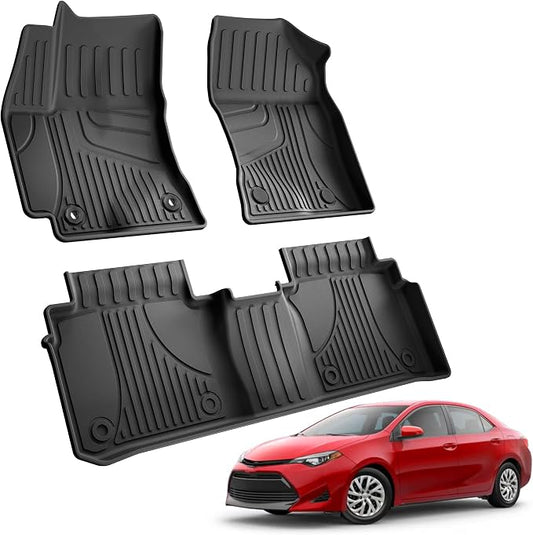 AOMSAZTO Floor Mats Compatible with Toyota Corolla Sedan 2014-2019, Heavy Duty TPE All Weather Automotive Floor Mats, 1st & 2nd Row Full Set Floor Liners, Anti Skid Car Mats(not fit for Hatchback) | Custom Fit Floor Liners All-weather Protection Waterp...
