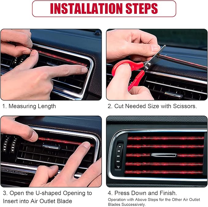 20 Pieces Universal Car Air Conditioner Vent Trim Decoration Strip Accessories, Waterproof Flexible Shiny Auto Car Interior Accessories for All Air Vent Outlet