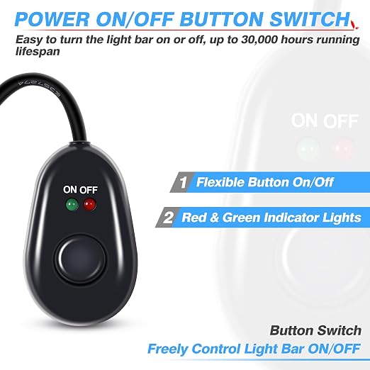 MICTUNING LED Light Bar Wiring Harness Off Road Power 40A Relay Fuse ON-Off Switch (2 Lead)