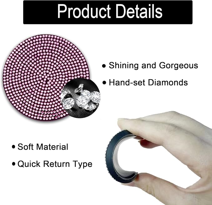4pcs Bling Cup Holder Insert Coaster- 2.75 inch Silicone Anti-Slip Shockproof, Universal Fashion Car Interior Accessories for Women (Pink)