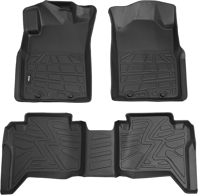 KARPAL Floor Mats for Toyota Tacoma 2005-2015 Double Cab (Footwell Coverage), Custom Fit All Weather TPE Floor Liners, 1st & 2nd Row Mat, Tacoma Accessories