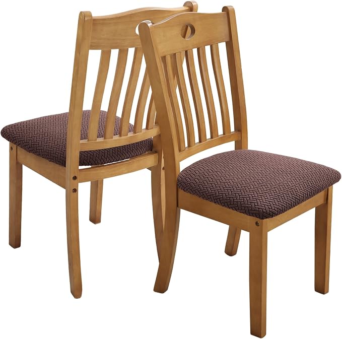 Fuloon Stretch Seat Cushion Covers 6 PCS, Washable Chair Seat Slipcover Chair Cover Dining Room for Hotel, Ceremony, Banquet Wedding Party (Chocolate, 6)