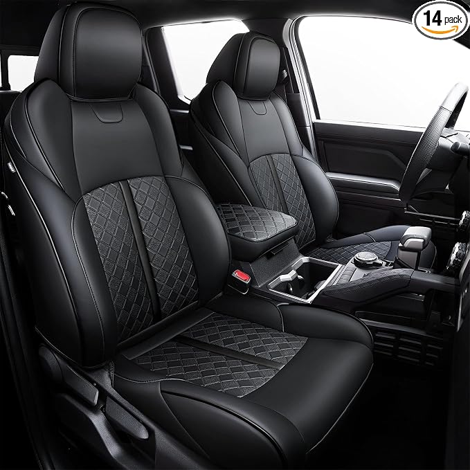Leather Seat Covers Custom Fit for Tacoma Gen 4th (2024-2026) Double Cab | Custom Fit for SR, SR5, TRD PreRunner, TRD Sport, TRD Off-Road, Limited, Trailhunter - Fully Covered - Fit Like a Glove