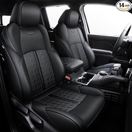 Leather Seat Covers Custom Fit for Tacoma Gen 4th (2024-2026) Double Cab | Custom Fit for SR, SR5, TRD PreRunner, TRD Sport, TRD Off-Road, Limited, Trailhunter - Fully Covered - Fit Like a Glove