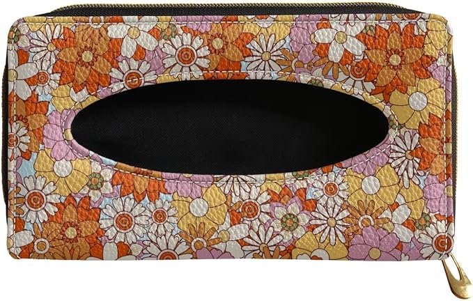 Colourful Daisies Car Visor Napkin Box Automotive Tissue Holder Daisies Car Interior Accessories Multi Functional Tissue Case Holder