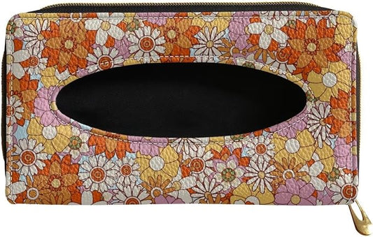 Colourful Daisies Car Visor Napkin Box Automotive Tissue Holder Daisies Car Interior Accessories Multi Functional Tissue Case Holder