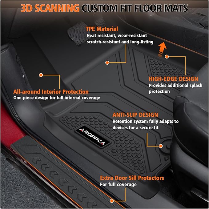 All Weather Floor Mats Cargo Liner with Backrest Mat for 2022-2025 2026 Jeep Grand Cherokee (WL & 4xe, Not WK2 or WL75) 5-Seater, TPE Mats with Door Sill Protectors for Grand Cherokee Accessories