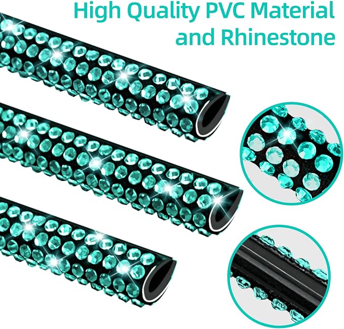 NBTEPEM Bling Car Air Conditioner Decoration Strip for Vent Outlet, 10 PCS Universal Rhinestone Car Vent Outlet Trim Decorations, Bling Interior Accessories for Women and Girls (Aquamrine)