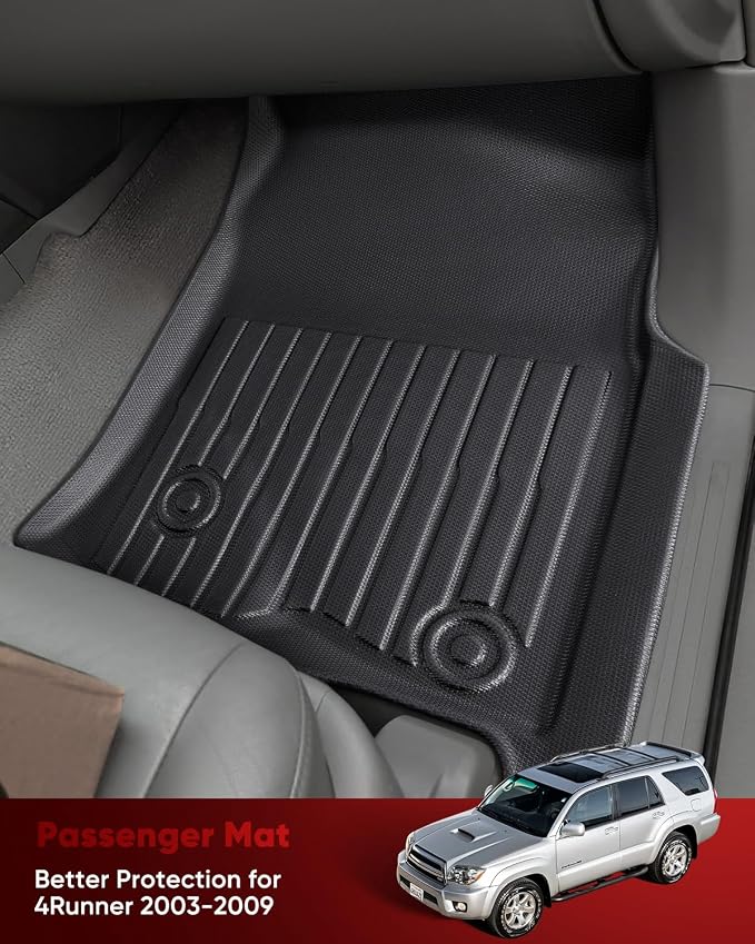 Car Floor Mats for Toyota 4Runner 2003-2009 3PCS Full Set SUV Truck Mats | All Weather Full Coverage Floor Liners Heavy Duty Waterproof Long-Lasting 4Runner Accessories TPE Rubber Automotive Carpet