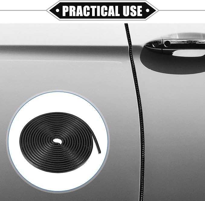 Car Door Edge Guard, 16.4ft U Shape Rubber Edge Trim Seal Strip Protector Universal for Car Truck ATV Boat Multifunctional No Glue PVC Iron Black