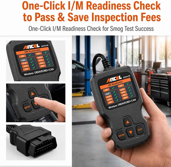 ANCEL AD310 BT OBD2 Scanner with Bluetooth Upgraded AD310, Car Code Reader with Battery Voltage Monitor, Live Data, I/M Readiness, DTC Lookup Check Engine Code Reader for 1996+ Vehicles