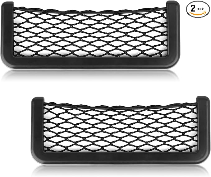 ABS Plastic Frame Automotive Cargo Nets Car Net Pocket Phone Car Mesh Net Holder RV Storage Boat Cargo Pocket Organizer Framed Mesh Net Pocket with Screws for Auto RV Net(2, 8 x 3.1 Inch)